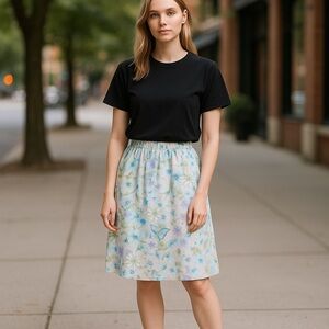 Vintage Pastel Colored Elastic Waist Pencil Skirt
